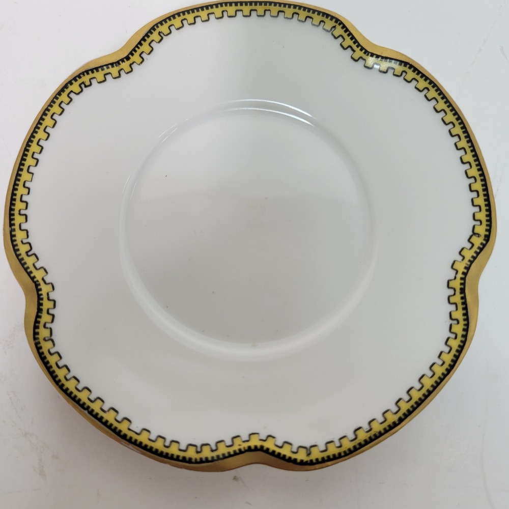 Haviland France Limoges Saucer‎ Scalloped Gold Greek Key Decor